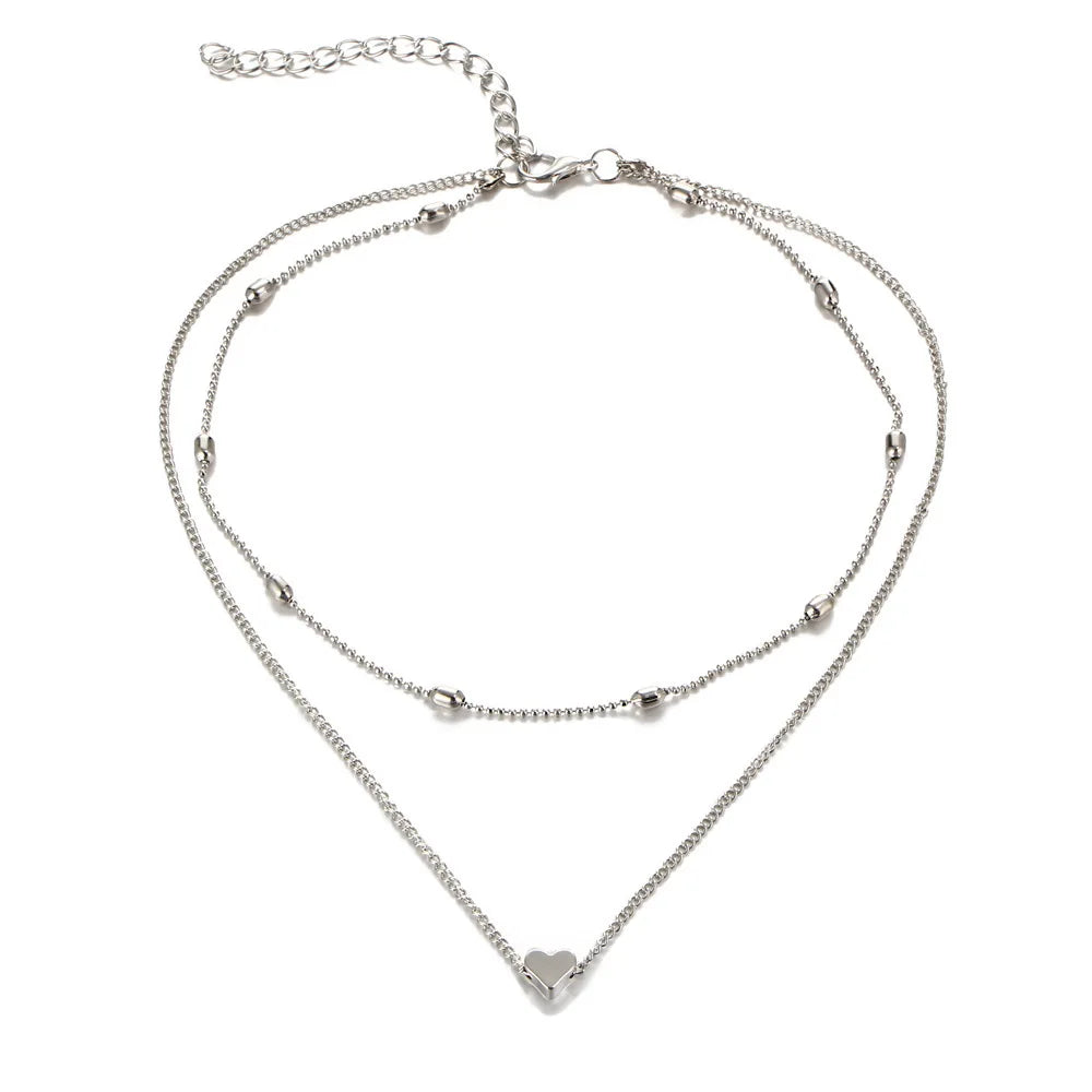 New Minimalist Clavicle Necklaces for Women Heart Love pendants Neck Chain Fashion