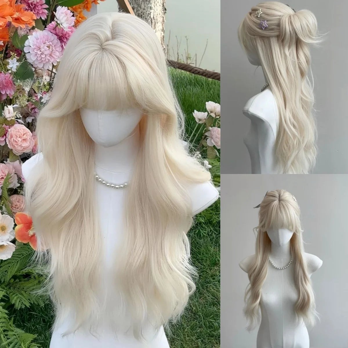 Pink Wig for Women Long Wavy Cosplay Wigs Natural Soft Sweet Synthetic Wig for Daily Use