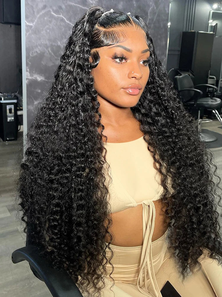 30 40 Inch Curly Wigs HD 13x6 Lace Front Human Hair Wig Loose Deep Wave 250 Density Remy Raw Hair Indian Preplucked For Women