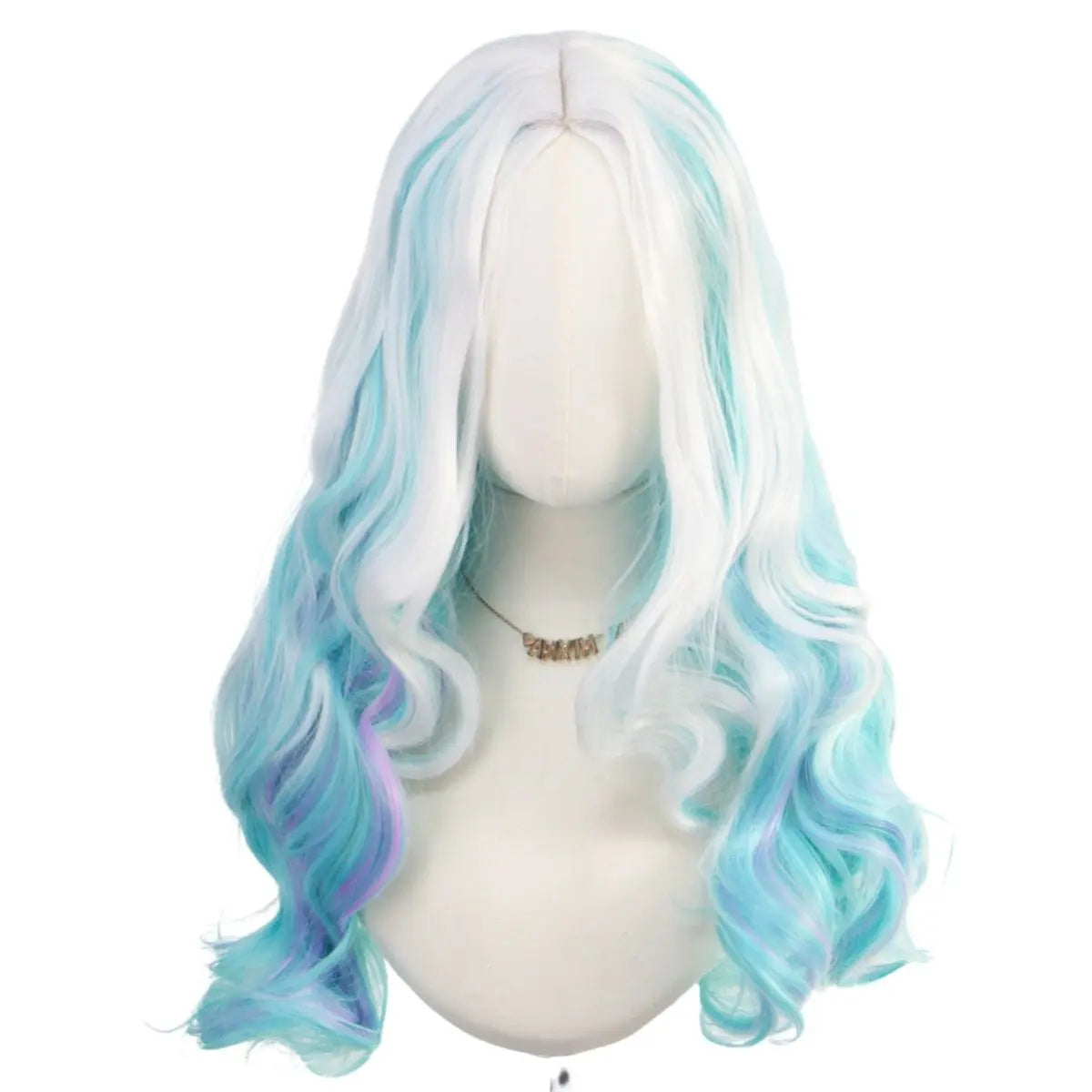 Colorful Lolita gradient highlights long curly hair synthetic middle part wig four color anime wigs
