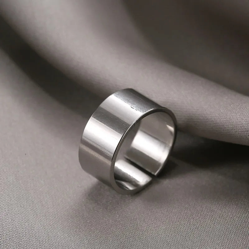 Hip Hop Rings For Women Man Punk Stainless Steel Adjustable Opening Personality Minimalist