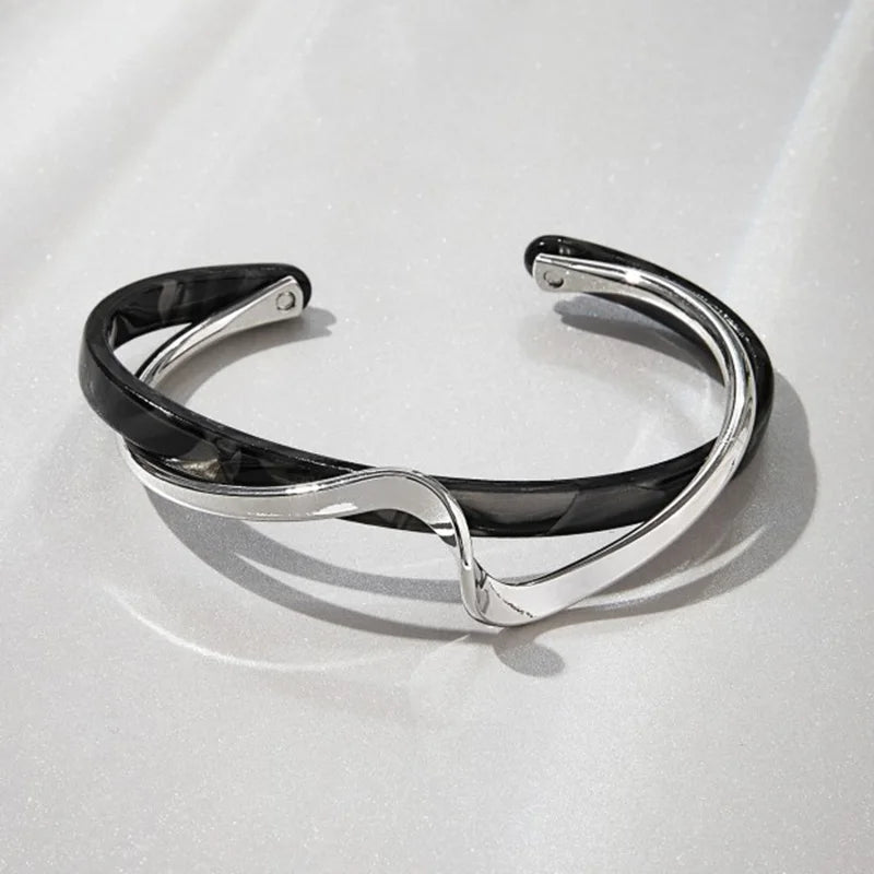 White Acrylic Bracelets Board Bend Metal Bangles Womens Hand Bracelets Geometric C- shaped