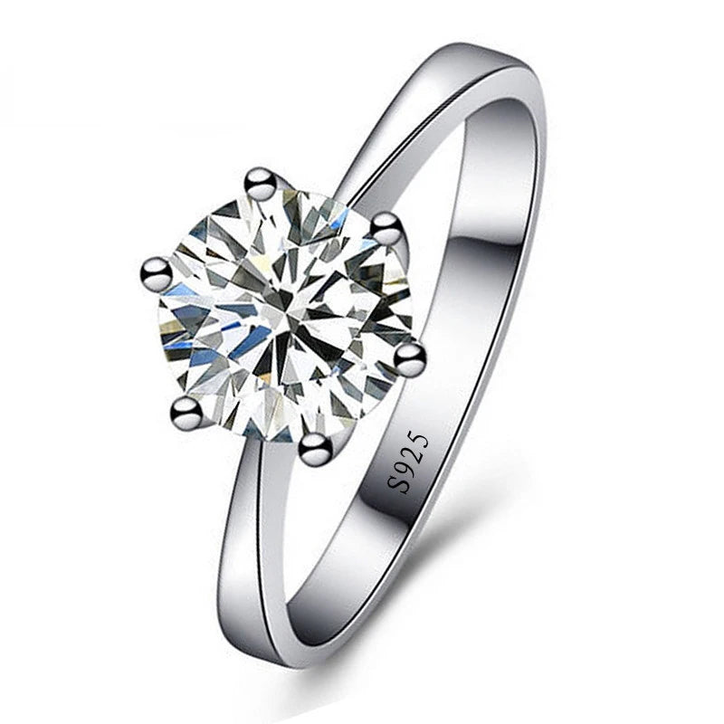 Fine Wedding Rings for Men Women Gift S925 Sterling Silver Color Austrian Crystal Engagement Proposal Ring