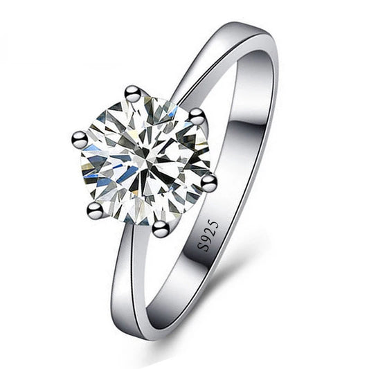 Fine Wedding Rings for Men Women Gift S925 Sterling Silver Color Austrian Crystal Engagement Proposal Ring