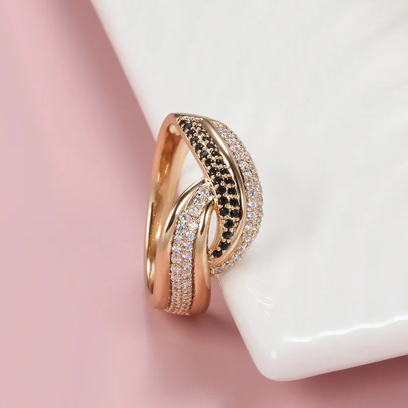 Luxury Wedding Ring for Women Elegant Real 18k Rose Gold Original Jewelry Gift