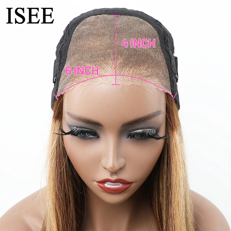 Wear And Go Glueless Human Hair ISEE Brazilian Straight Highlight Wig 6x4