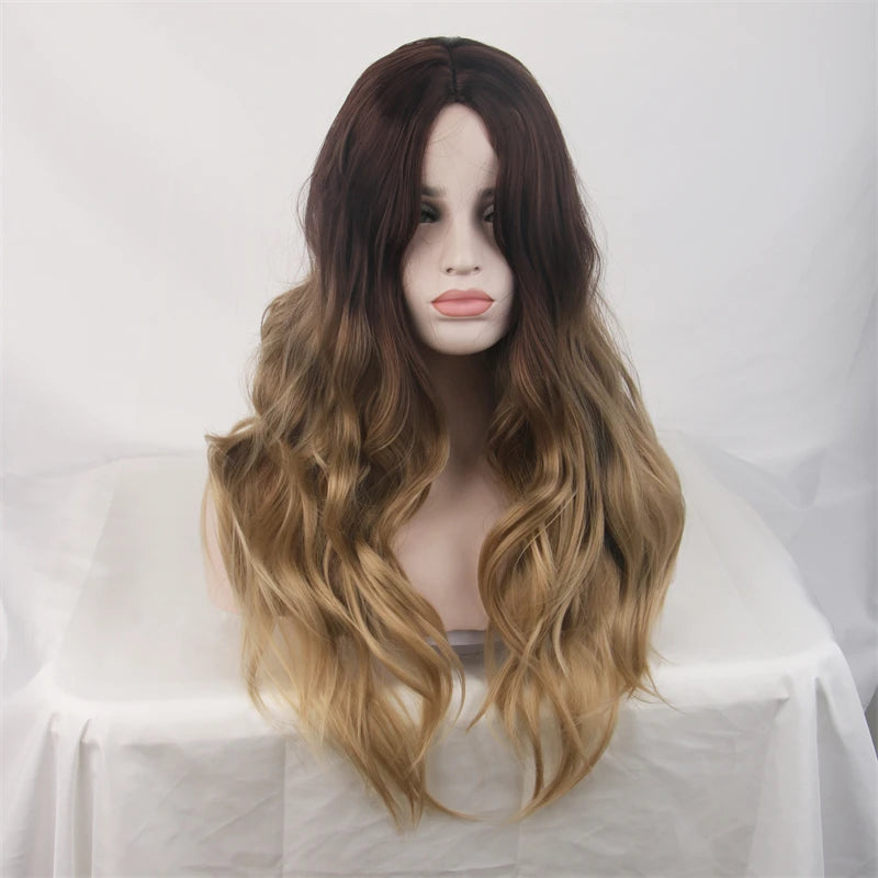 Wavy Womans Wigs Synthetic Hair Wigs For Women Cosplay Wig Long Colorful Wig Pink Purple Green Brown