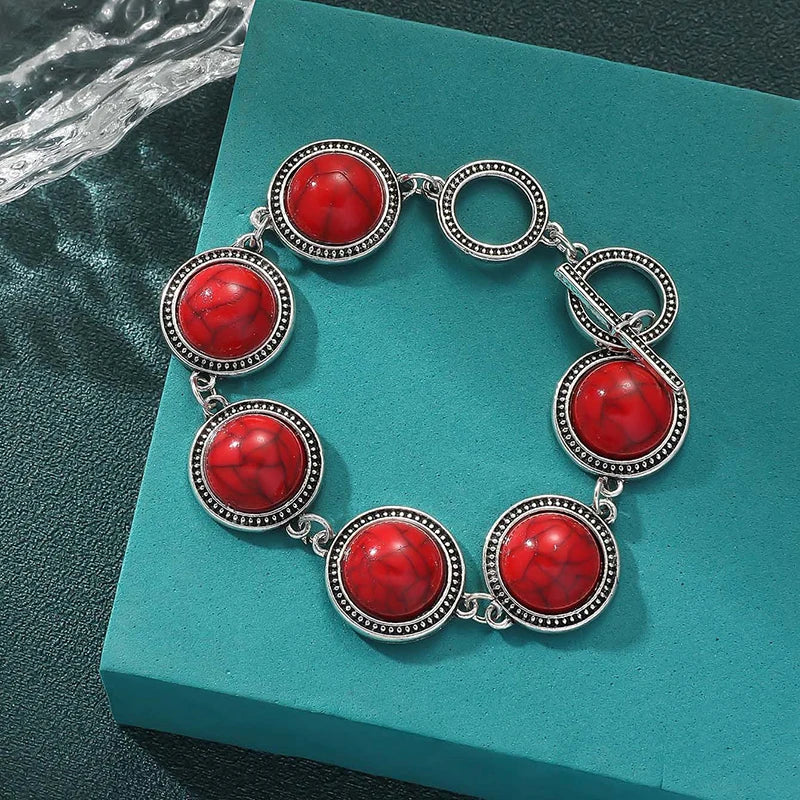 Fashion Boho Vintage Round Pearl Bracelets Bangles For Women Blue Red Black Bead