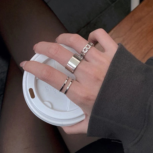 Hip Hop Rings For Women Man Punk Stainless Steel Adjustable Opening Personality Minimalist