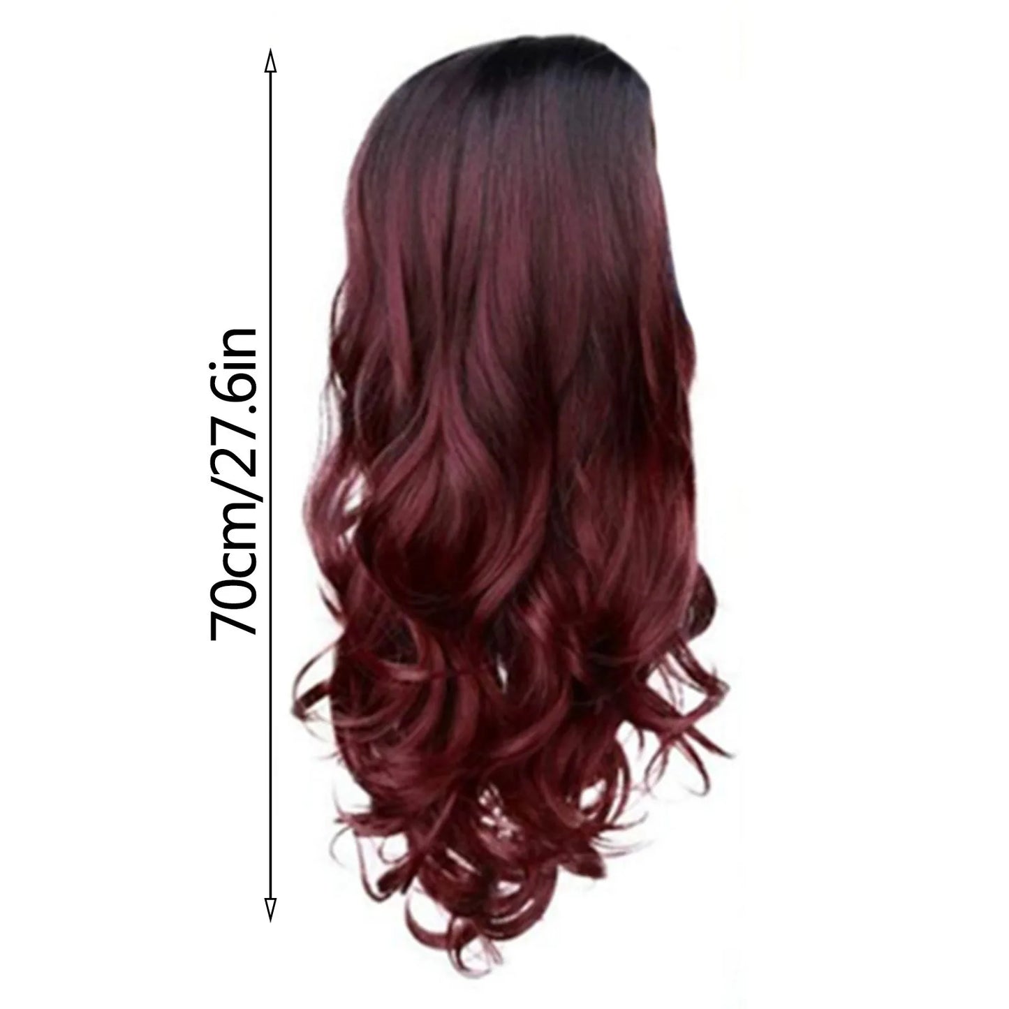 Long Curly Wine Burgundy Red Synthetic Wigs with Long Bangs for Women Afro Deep Wave Cosplay Party Natural Hair Heat Resistant