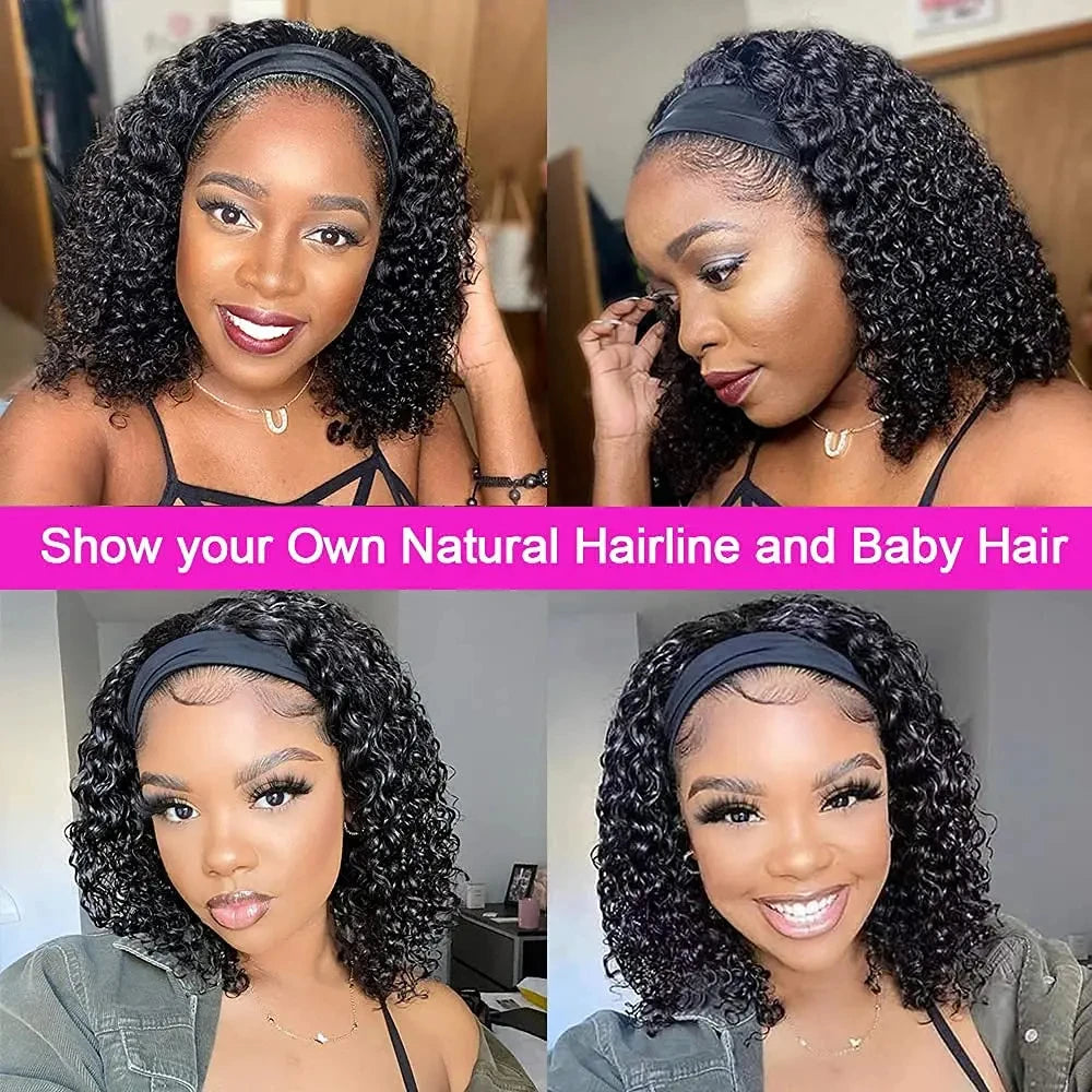 Headband Wig Human Hair Curly Human Hair Wigs For Women Human Hair Short Bob Wig