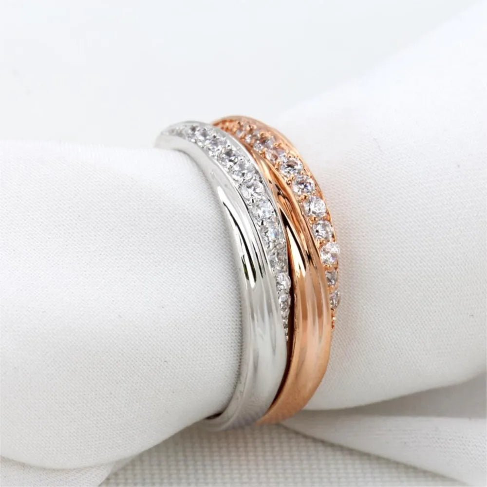 Engagement Wedding Rings For Women Promise Dainty Ring Fashion Jewellry Simple Rose Gold Color