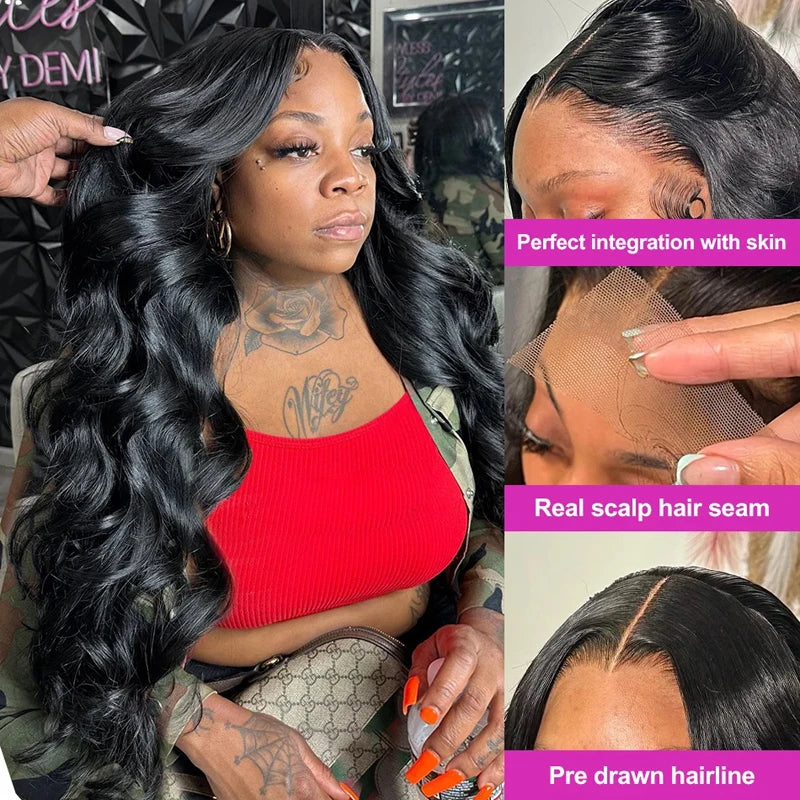 4x4 Closure lace frontal wig Brazilian 100% human hair Body wave 30 inch lace front for Women Choice 5x5 Closure Water Wave Wig