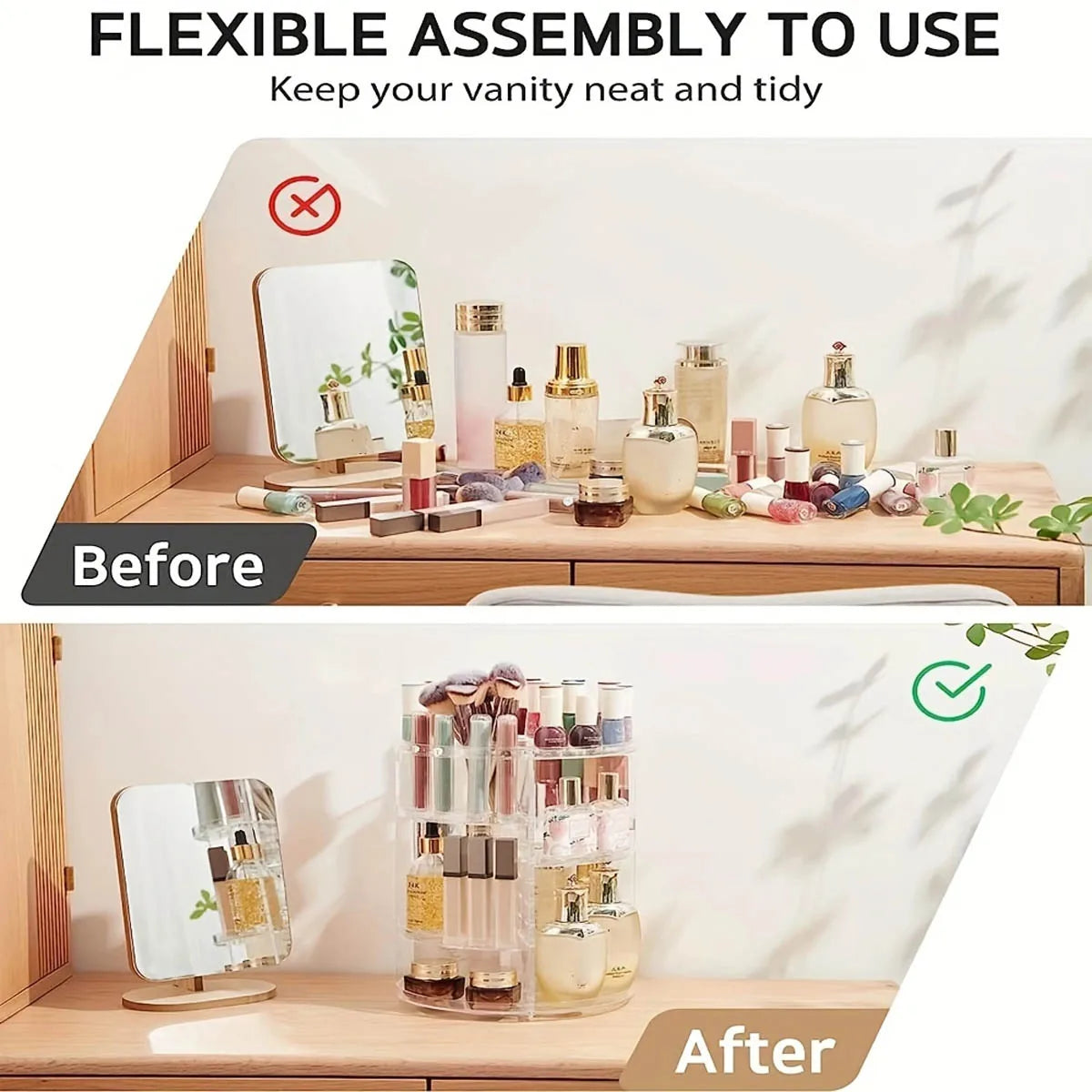 360° Rotating Makeup Organizer, Spinning Bathroom Organizer Countertop, organizer for cosmetics