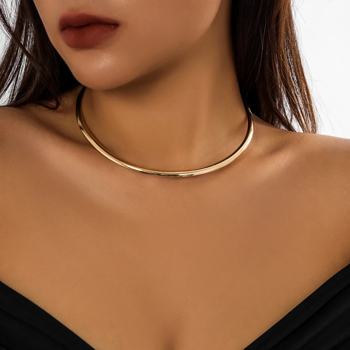 Elegant Simple Chunky Circle Torques Necklace for Women Trendy Choker Collar Fashion Jewelry