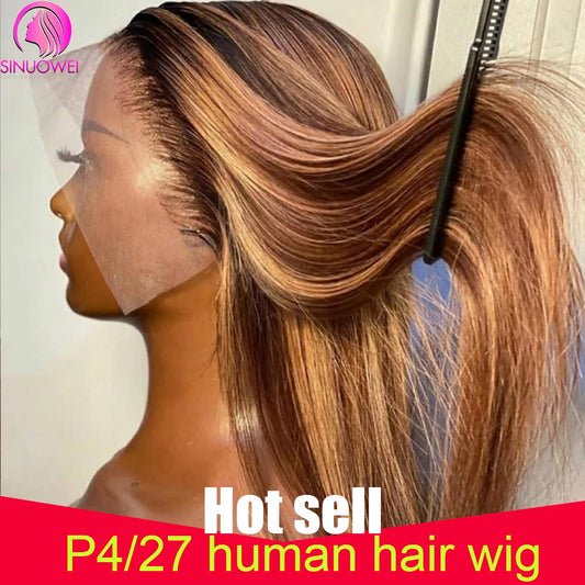 Highlight Colored Human Hair Wigs For Women 13x4 Lace Front Human Hair Wig