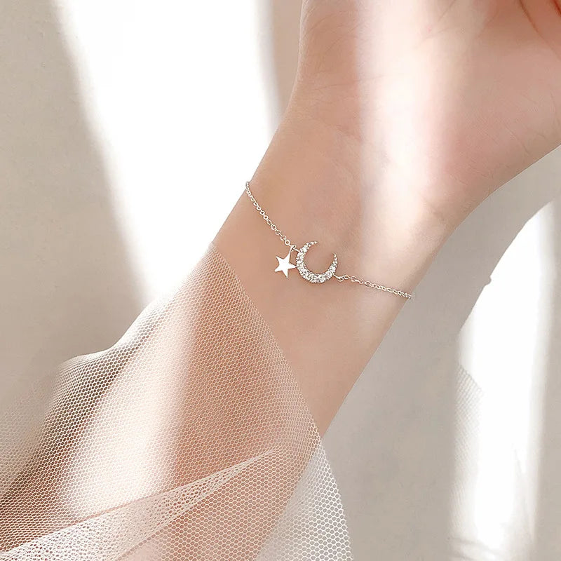 Sparkling Bracelet For Women Double-deck Silver Color Adjustable Hand Chain Fine Fashion
