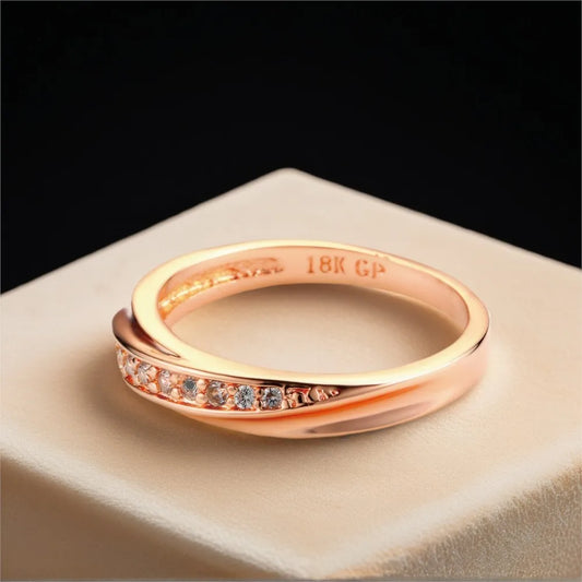Engagement Wedding Rings For Women Promise Dainty Ring Fashion Jewellry Simple Rose Gold Color