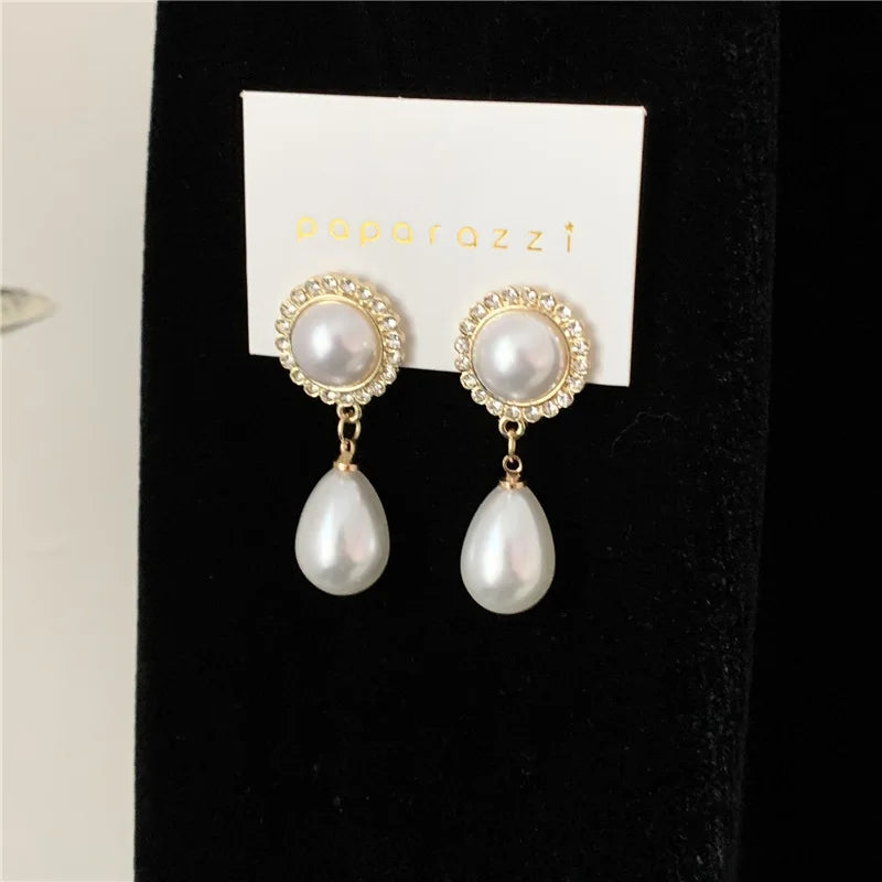 Women Earrings 2020 New Fashion Jewelry Korean Pearl Baroque Palace Elegant  Temperament Dangle