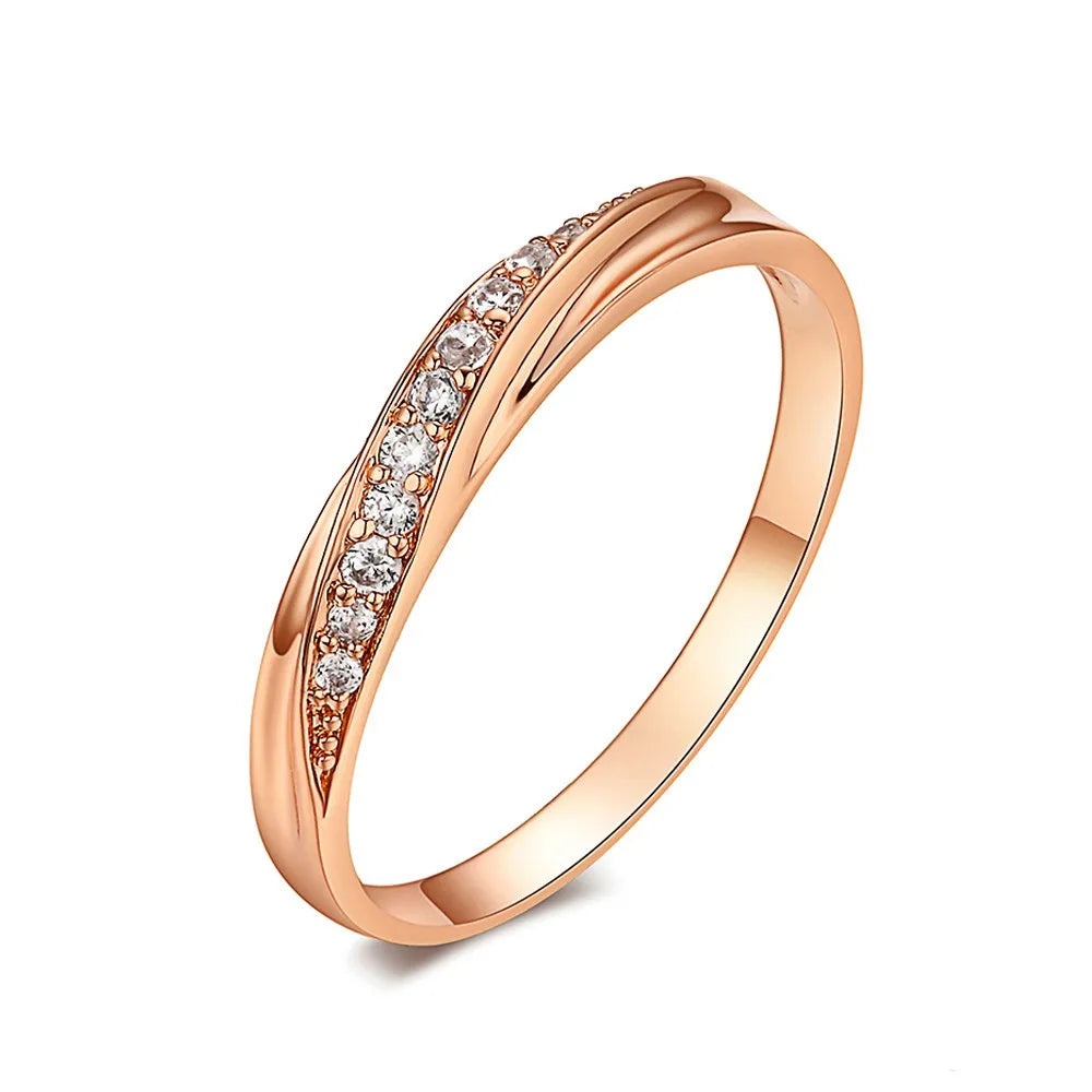 Engagement Wedding Rings For Women Promise Dainty Ring Fashion Jewellry Simple Rose Gold Color