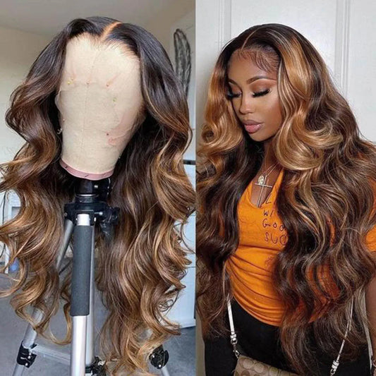 Frontal Wig Human Hair Ready To Wear Highlight Wig Human Hair Colored Human Hair Wigs Body Wave Lace Front Wig Body Wave Wig