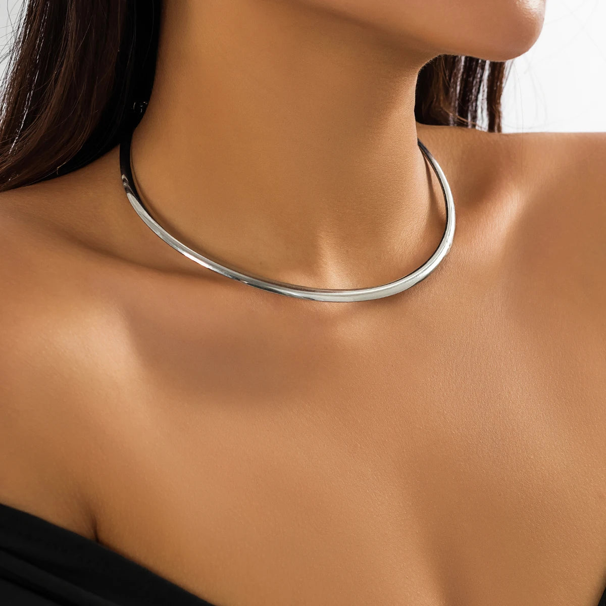 Elegant Simple Chunky Circle Torques Necklace for Women Trendy Choker Collar Fashion Jewelry