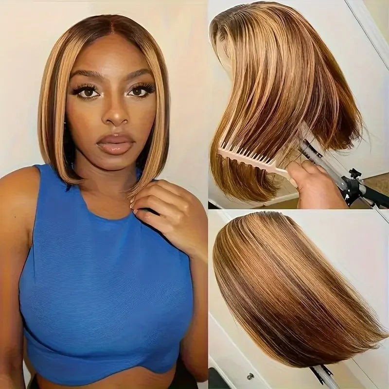 100% Human Hair Wigs 13x4 Lace Human Hair Lace Frontal Wig Ready Wear Bob Wigs