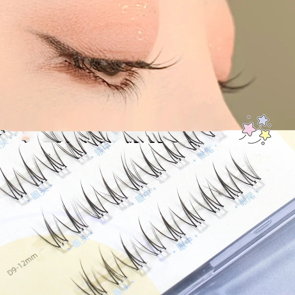 6 Rows Of Glue-Free False Eyelashes In A Single Cluster, Natural And Curled For Comfortable Wearfalse Eyelashes
