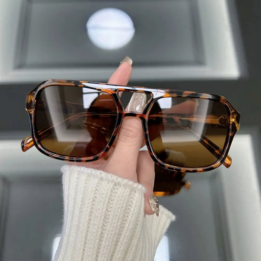 Vintage Square Sunglasses Women Brand Designer Retro Leopard Sun Glasses Female Shades Mirror Fashion