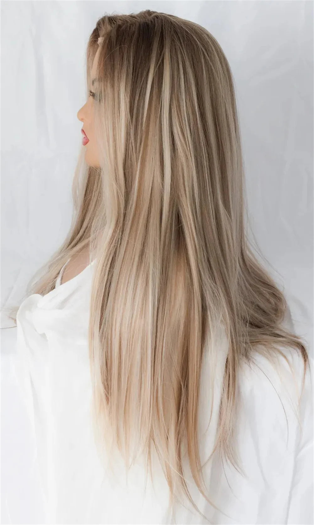 Realistic 13x4 30" Lightly Layered Straight Synthetic HD Lace Front Wig