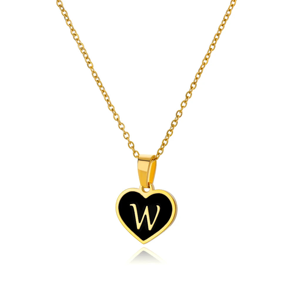 Initial Letter Necklaces for Women Clavicle Chain Heart Pendant Necklaces Alphabet