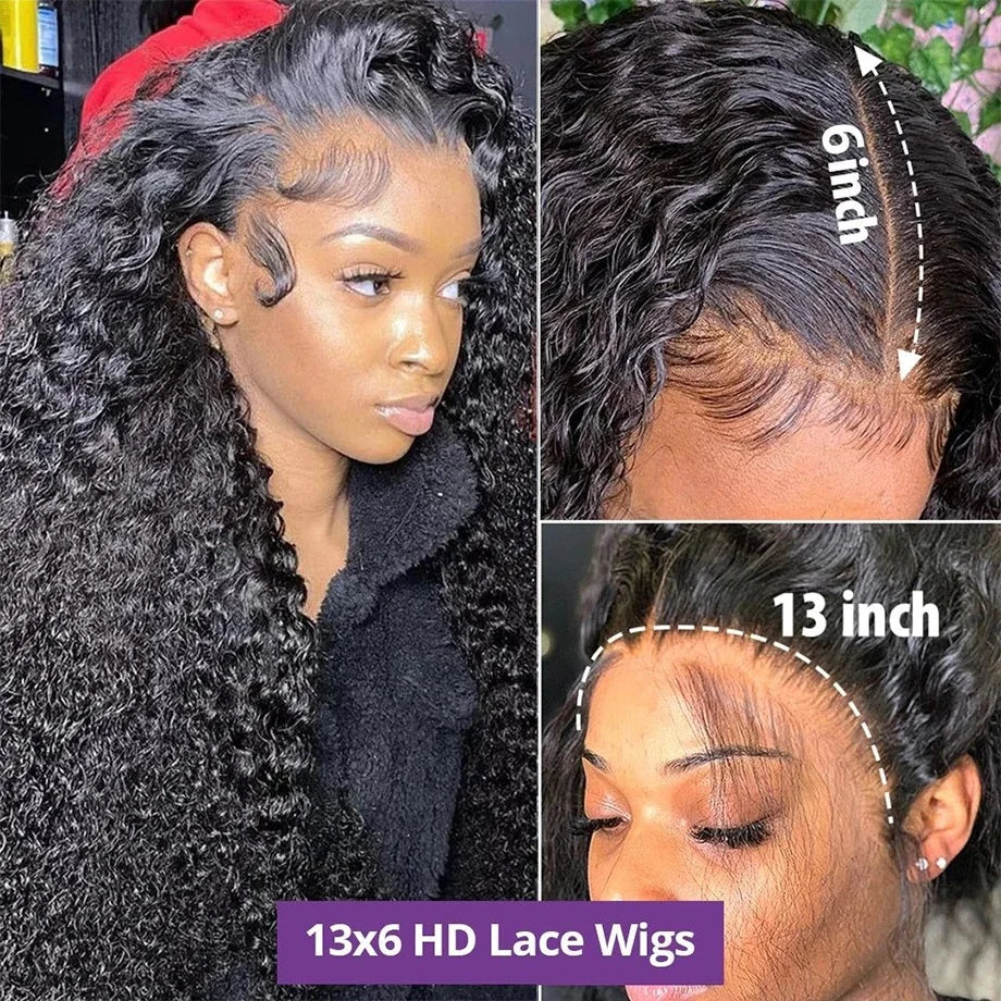 Curly Human Hair Wigs For Women Water Wave Lace Front Wig 13x4 13x6 Lace Frontal Deep Wave Wig
