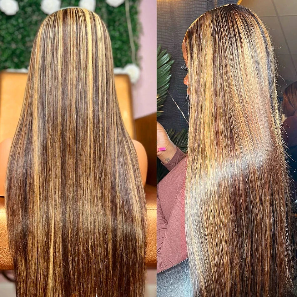 Highlight Wig Human Hair Bone Straight Blond Ombre HD Lace Wig 13x4 13x6 Colored Human Hair Frontal Wig
