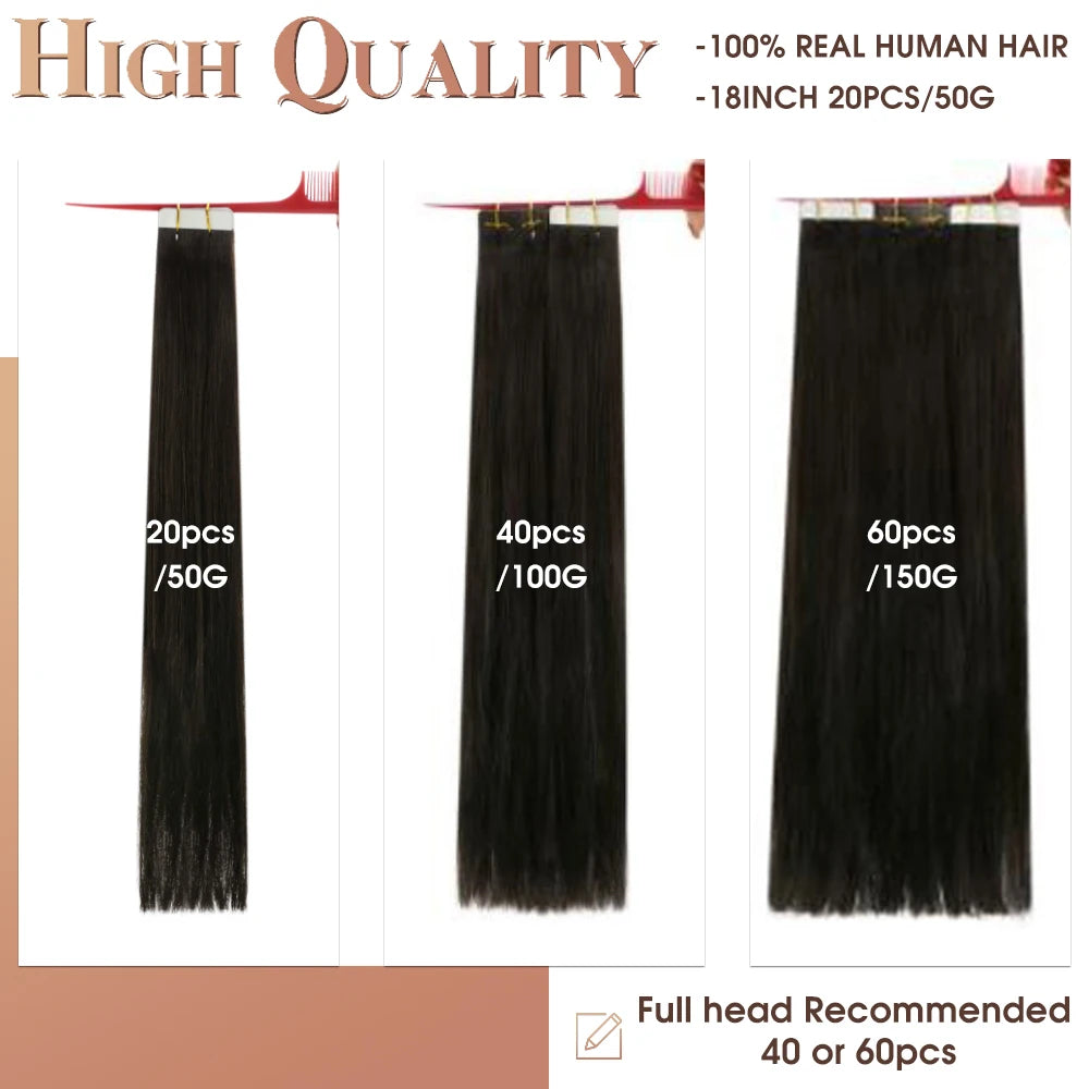 Full Shine Tape in Human Hair Extensions 100% Remy Natural Human Hair Extensions Tape in Omber Blonde Hair Extensions for Women