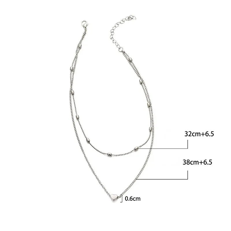 New Minimalist Clavicle Necklaces for Women Heart Love pendants Neck Chain Fashion