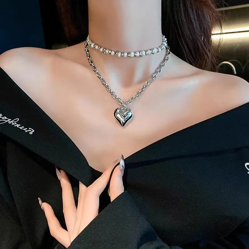 New Baroque Pearl Choker Necklace For Women Luxury Wedding Party Triple-layer Beaded Necklace