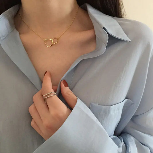 Two Round Shaped Necklaces Female Exquisite Geometric Women Chain Choker Neck Necklace