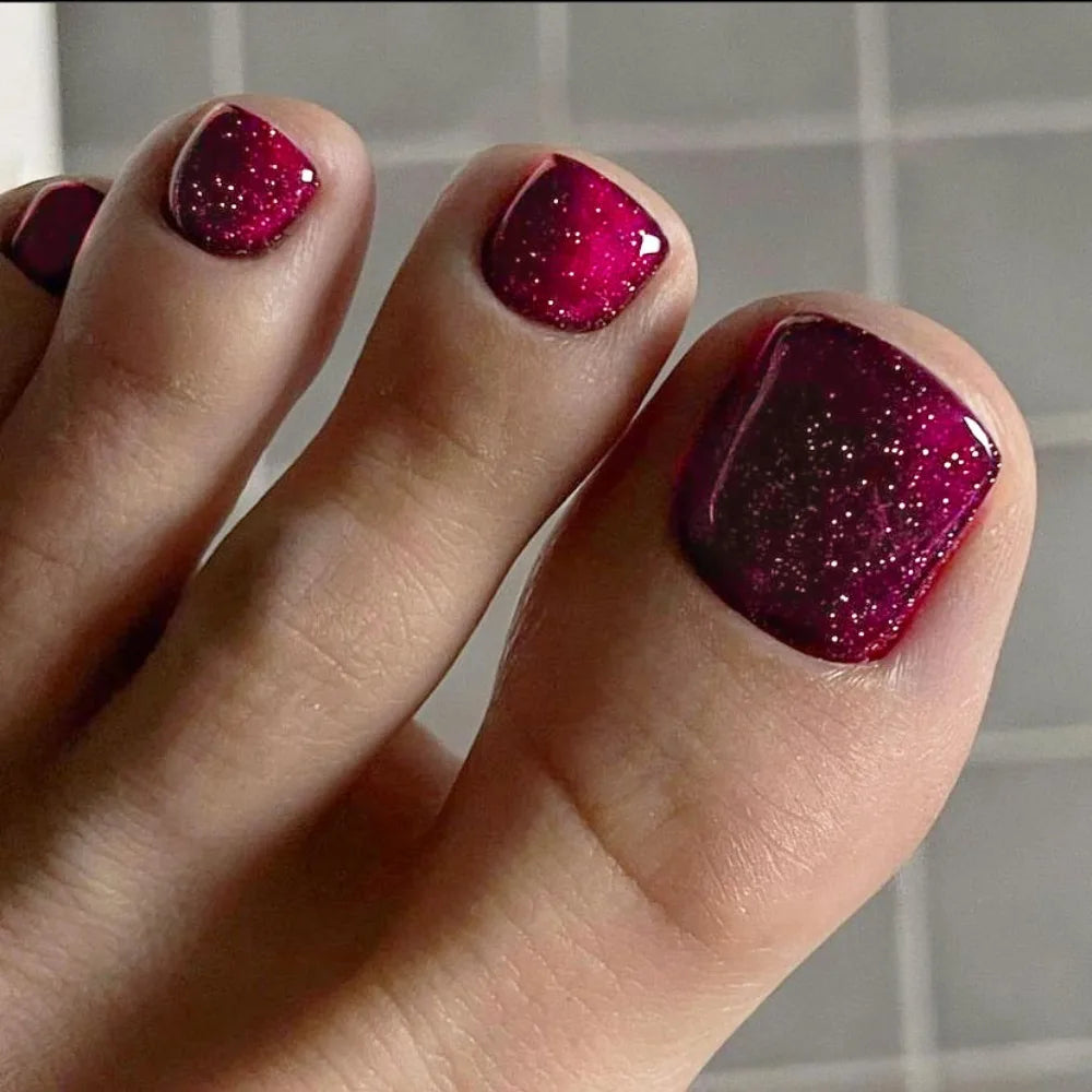 Wearable Manicure Fake Toenails Faux Fingernails Square Head Foot Nail Tips Short Length