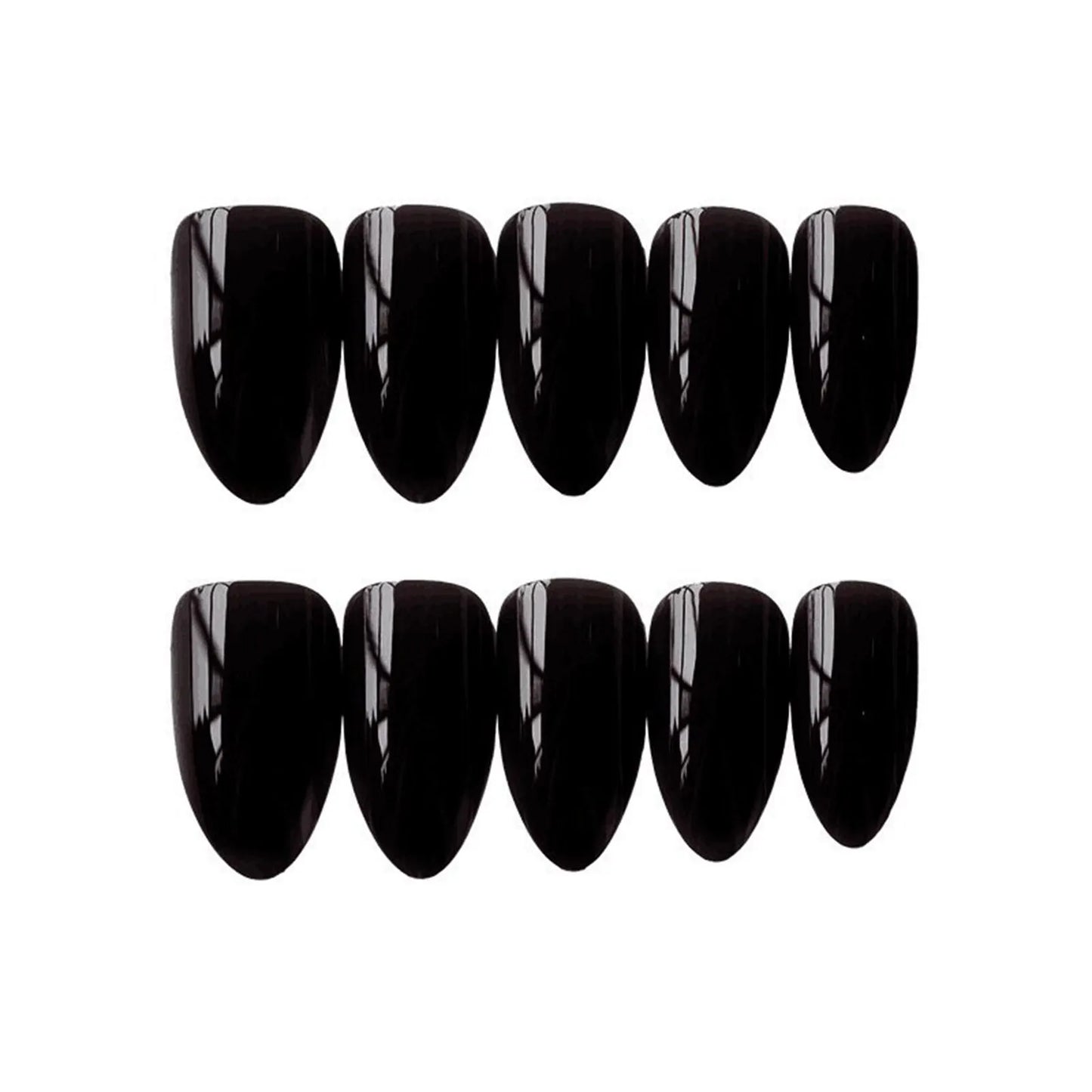 24pcs Glossy Black False Nails Nude Color Short Almond European Wearable nails