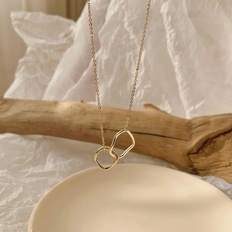 Two Round Shaped Necklaces Female Exquisite Geometric Women Chain Choker Neck Necklace