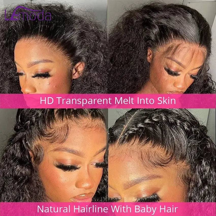 34Inch 13x6 Deep Wave Lace Front Wigs Human Hair 180% Density HD Frontal Water Wave Human Hair Wigs for Black Women Long Curly