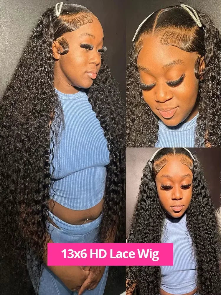 30 40 Inch Curly Wigs HD 13x6 Lace Front Human Hair Wig Loose Deep Wave 250 Density Remy Raw Hair Indian Preplucked For Women