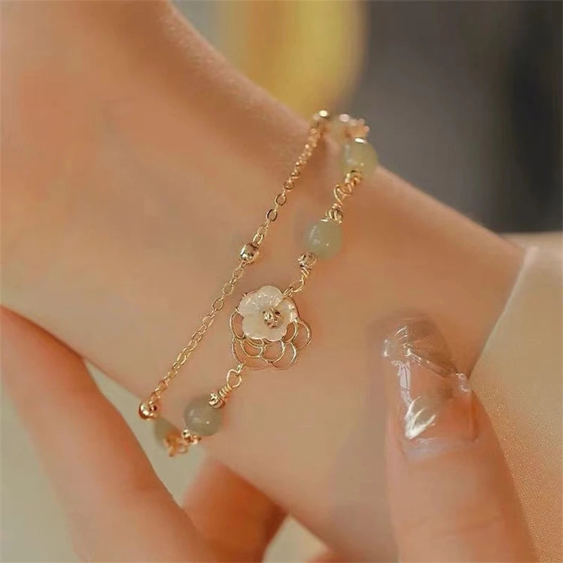 Sparkling Bracelet For Women Double-deck Silver Color Adjustable Hand Chain Fine Fashion