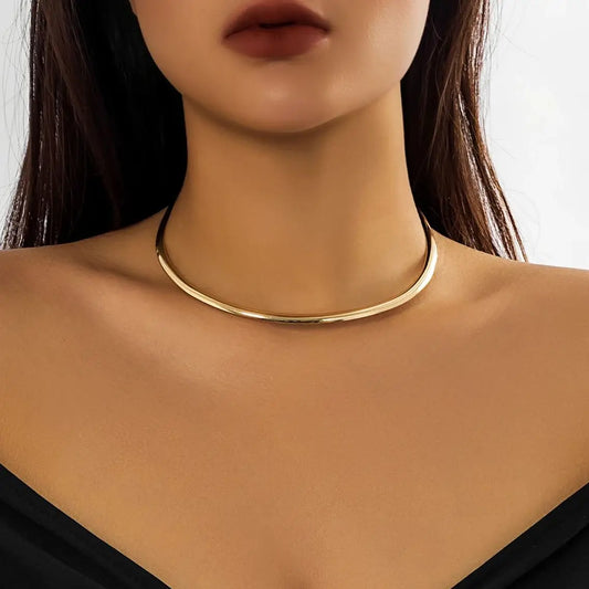 Elegant Simple Chunky Circle Torques Necklace for Women Trendy Choker Collar Fashion Jewelry