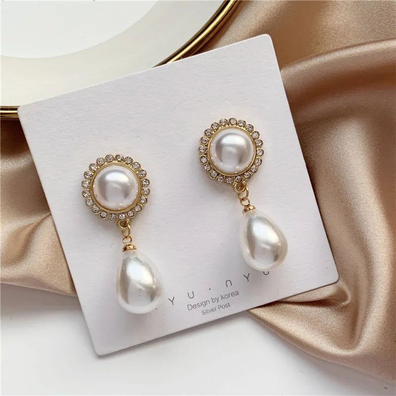 Women Earrings 2020 New Fashion Jewelry Korean Pearl Baroque Palace Elegant  Temperament Dangle