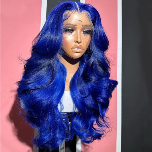 Body Wave Dark Blue Wig 13x6 HD Lace Frontal Wig Human Hair Transparent 13x4 Lace Front Wigs For Women Sky Navy Blue 30 34 inch