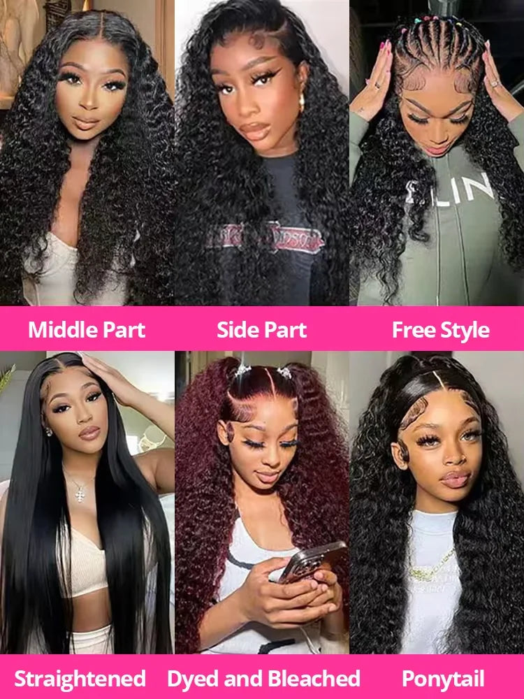 30 40 Inch Curly Wigs HD 13x6 Lace Front Human Hair Wig Loose Deep Wave 250 Density Remy Raw Hair Indian Preplucked For Women