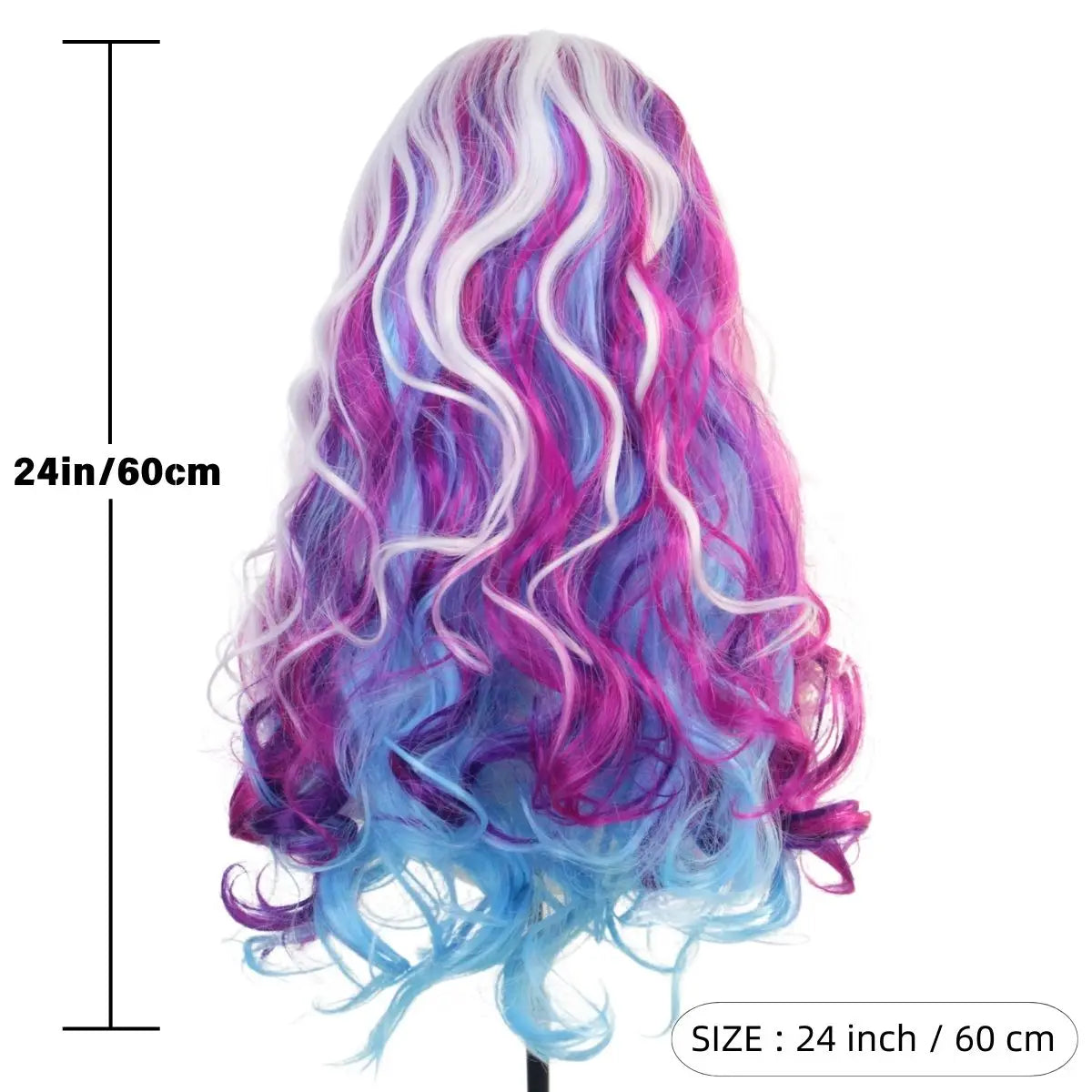 Colorful Lolita gradient highlights long curly hair synthetic middle part wig four color anime wigs