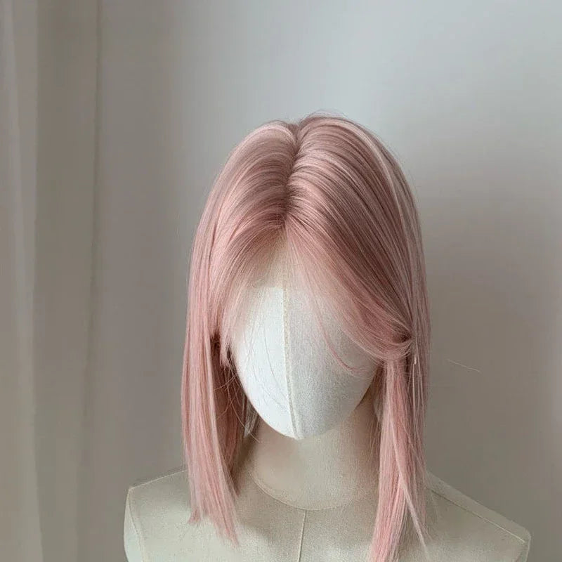 Pink Wig for Women Long Wavy Cosplay Wigs Natural Soft Sweet Synthetic Wig for Daily Use
