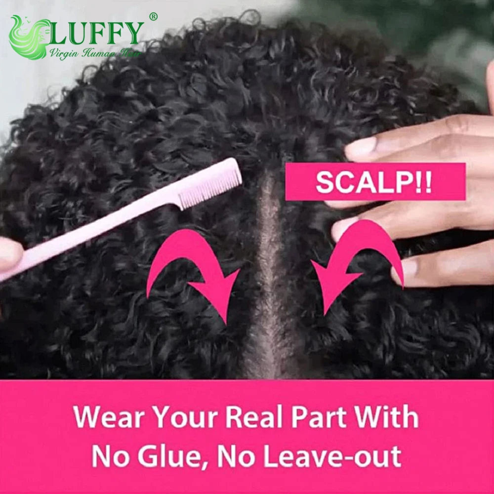 Deep Wave U Part Wig Human Hair No Leave Out Glueless V Part Wigs Brazilian Human Hair For Women